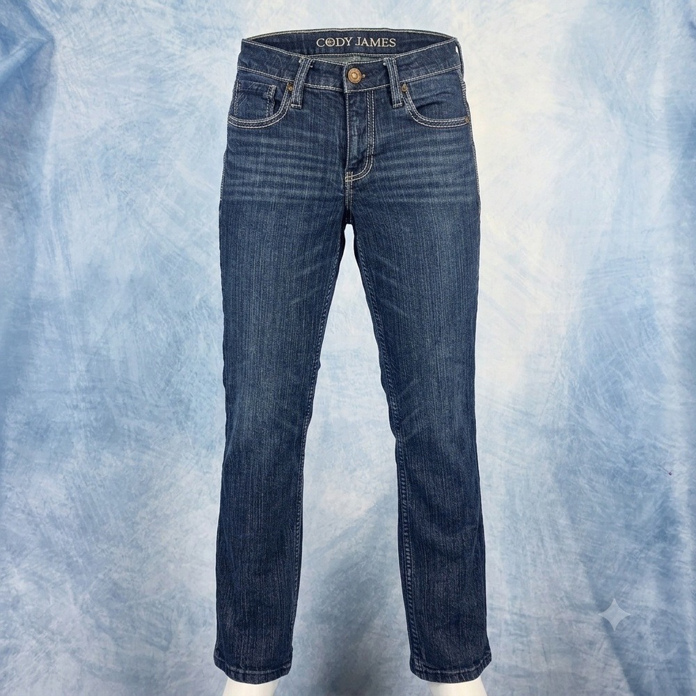 Cody James Boys Dark Wash Straight Leg Western Denim Jeans 16 Adjustable Waist